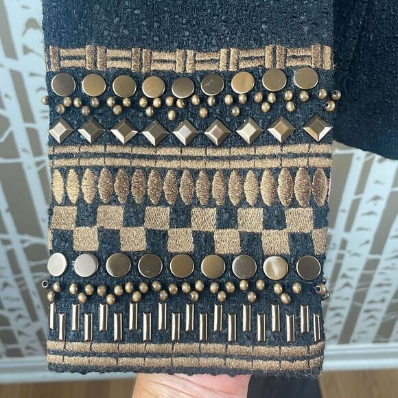 Chico's Novelty Sleeve Tweed Textured Jacket Blazer 0 Black - Picture 6 of 16